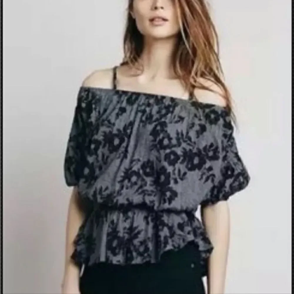 Free People Floral Off the Shoulder Blouse